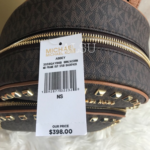 Michael Kors Abbey Med Backpack MiniLogo BrownCorn - Picture 4 of 5